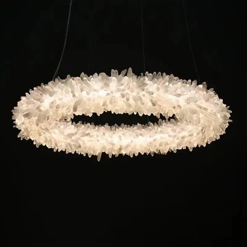 24 - 47 Inch Round Clear Geode Quartz Crystal Ring Pendant Light Modern Chandelier for Living Room - Diam 40''BrassBlushlighting