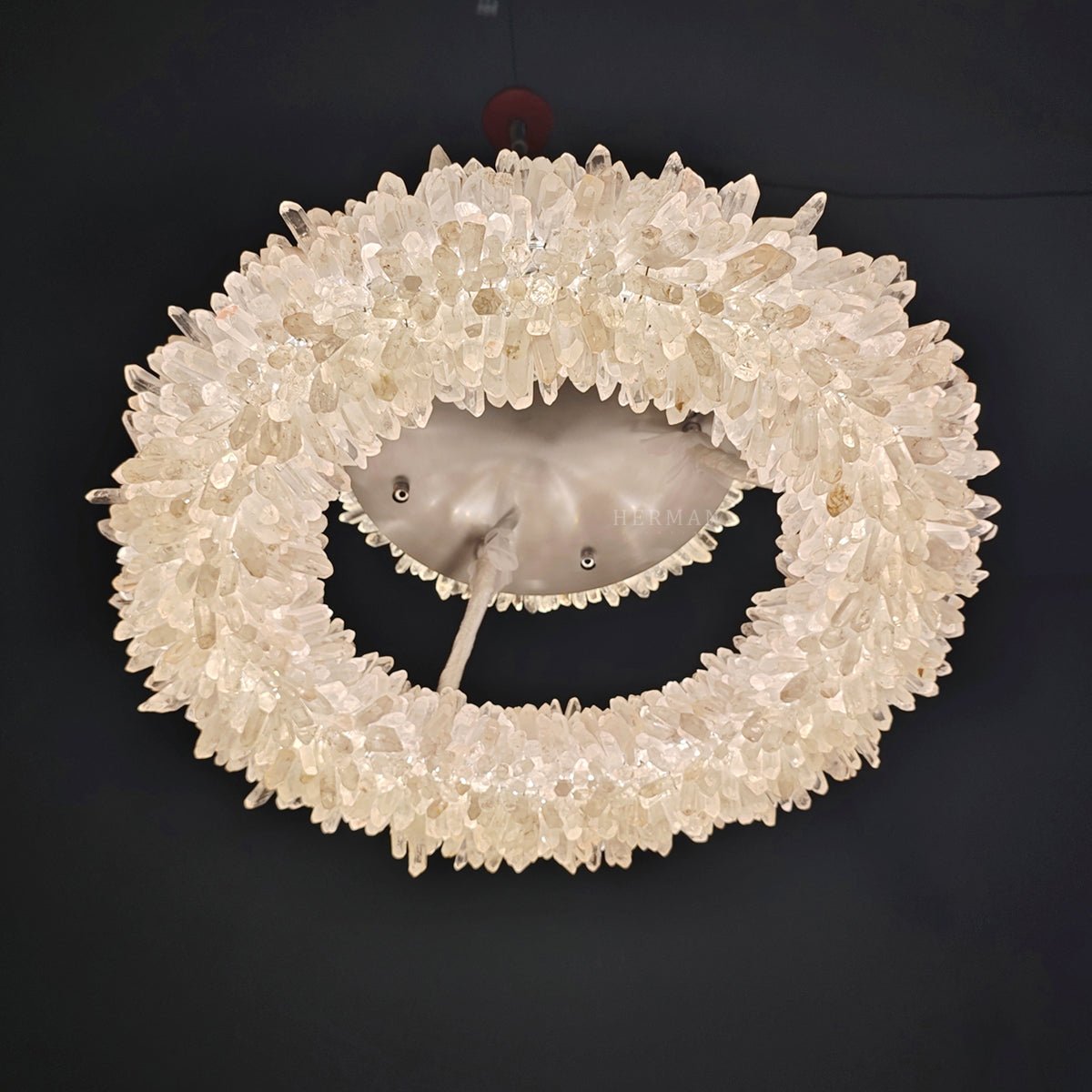 24-47 Inch Round Clear Geode Quartz Crystal Ring Pendant Light Modern Chandelier for Living Room - Diam 24''BrassBlushlighting