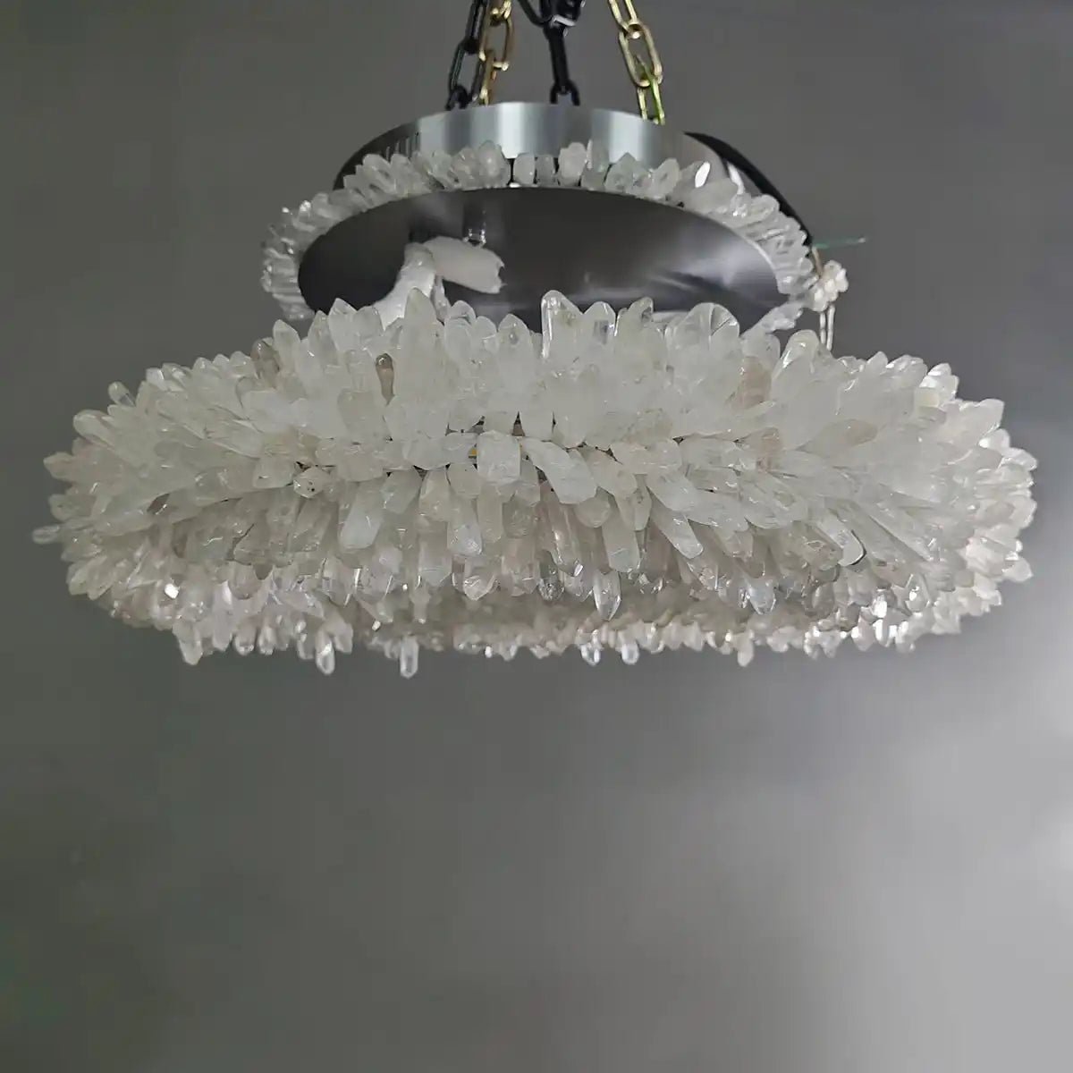 24 - 47 Inch Round Clear Geode Quartz Crystal Ring Pendant Light Modern Chandelier for Living Room - Blushlighting