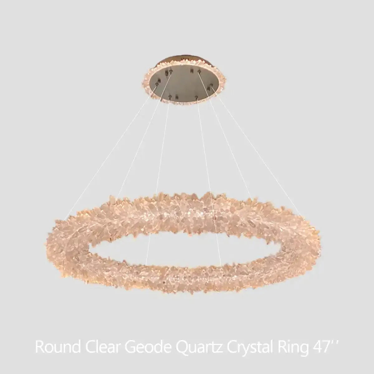24 - 47 Inch Round Clear Geode Quartz Crystal Ring Pendant Light Modern Chandelier for Living Room - Blushlighting