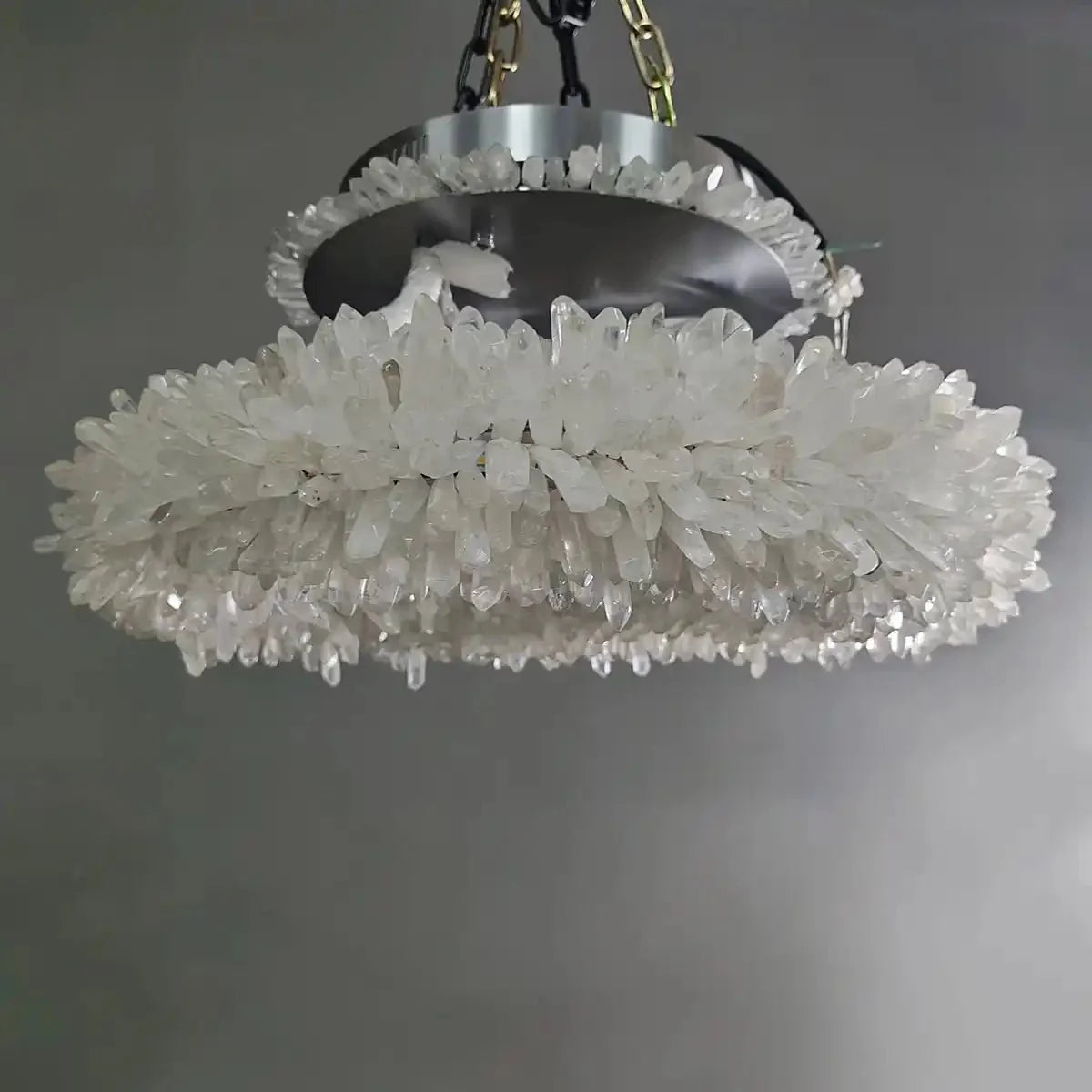 24 - 47 Inch Round Clear Geode Quartz Crystal Ring Pendant Light Modern Chandelier for Living Room - Blushlighting