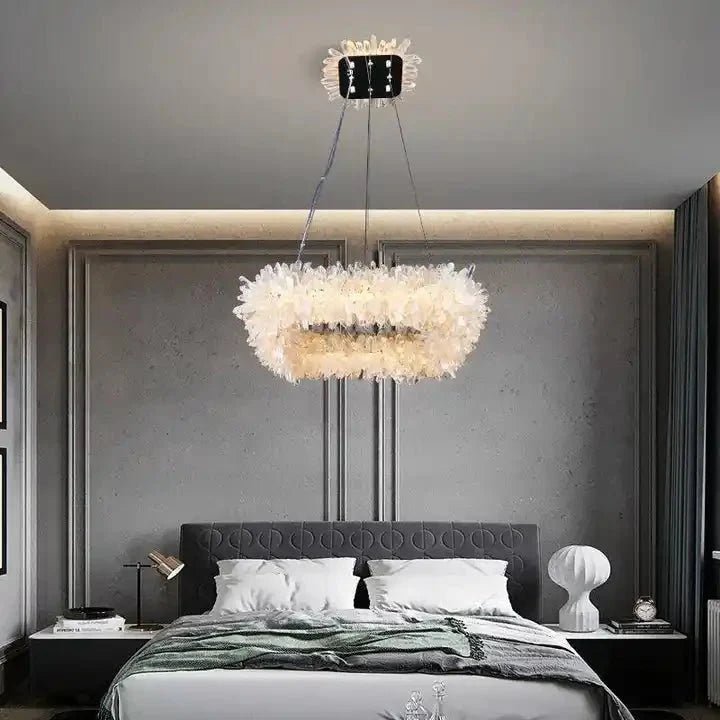 24'' Square Modern Geode Quartz Crystal Chandelier - Blushlighting