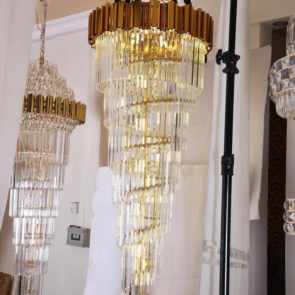 Luxury GBUd Spiral Crystal Chandelier for Staircase/Foyer/Entryway