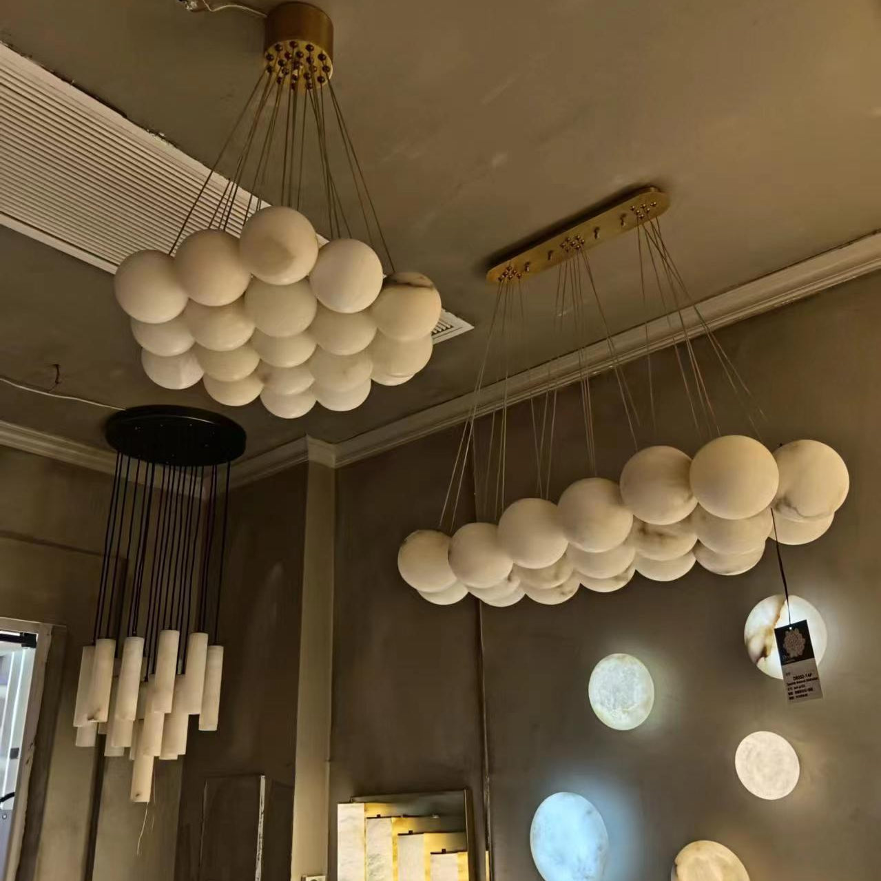 27-Alabaster Ball Chandelier, Luxury Model Lighting