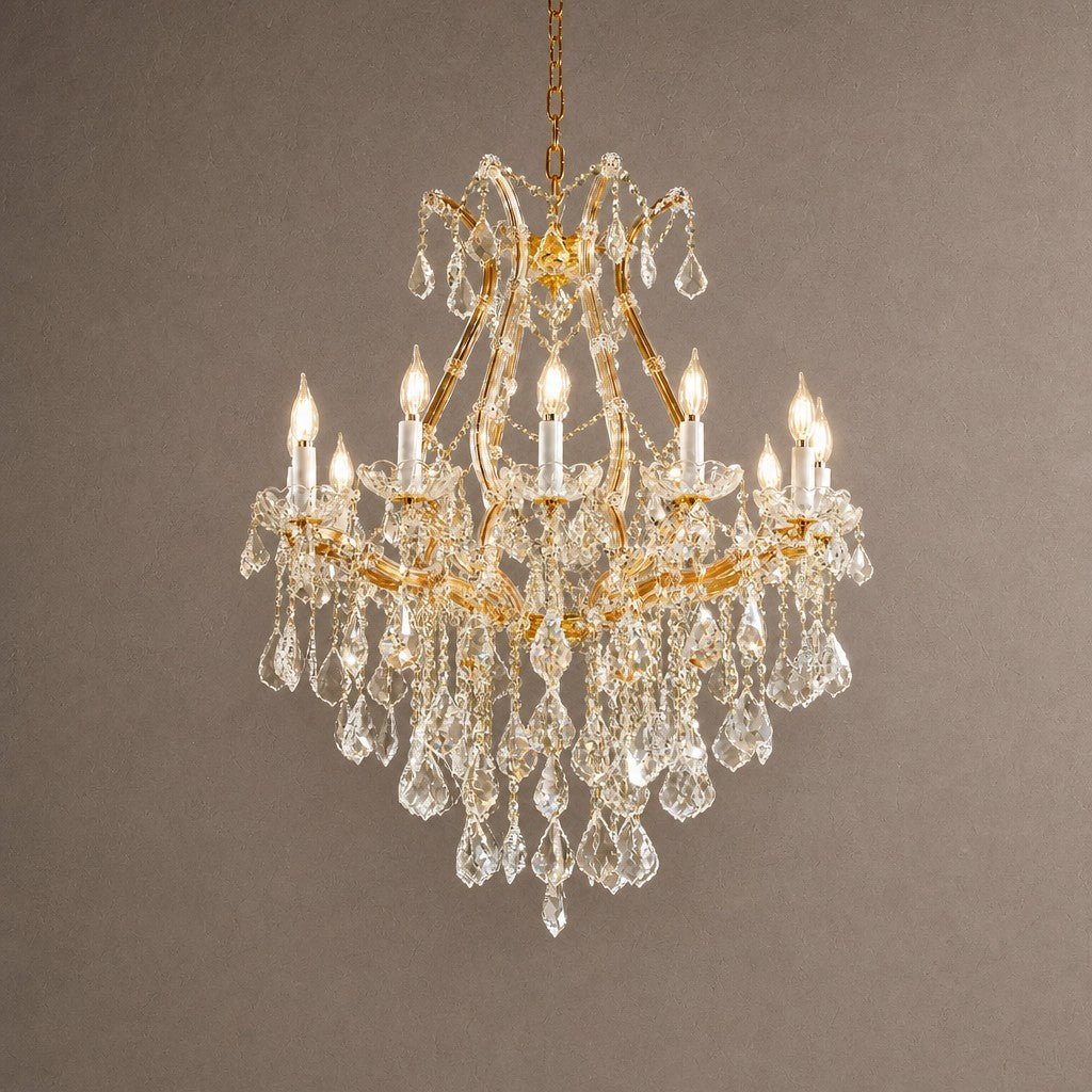 28.3" 12-Light Maria Theresa Crystal Chandelier - Gold - Blushlighting
