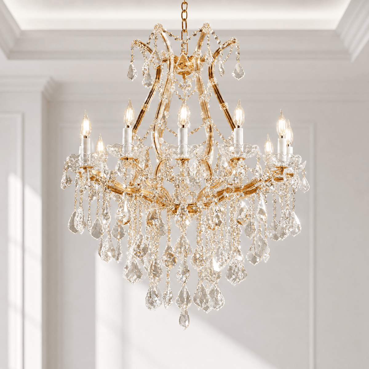 28.3" 12-Light Maria Theresa Crystal Chandelier - Gold - Blushlighting