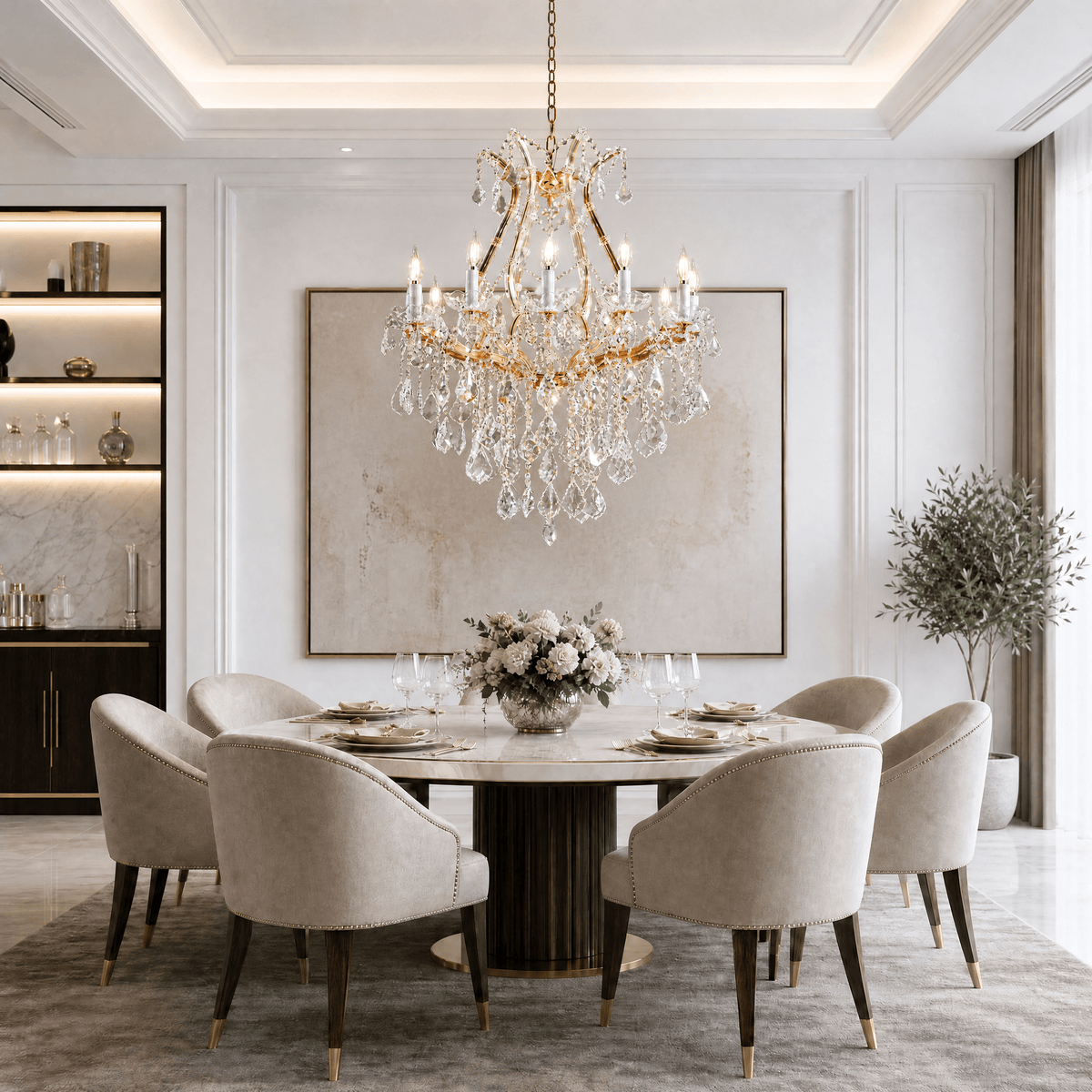 28.3" 12-Light Maria Theresa Crystal Chandelier - Gold - Blushlighting