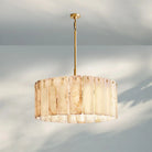 Calametta Onyx Round Chandelier 36" 48'' 60''-36''-Lacquered Burnished Brass-Blushlighting