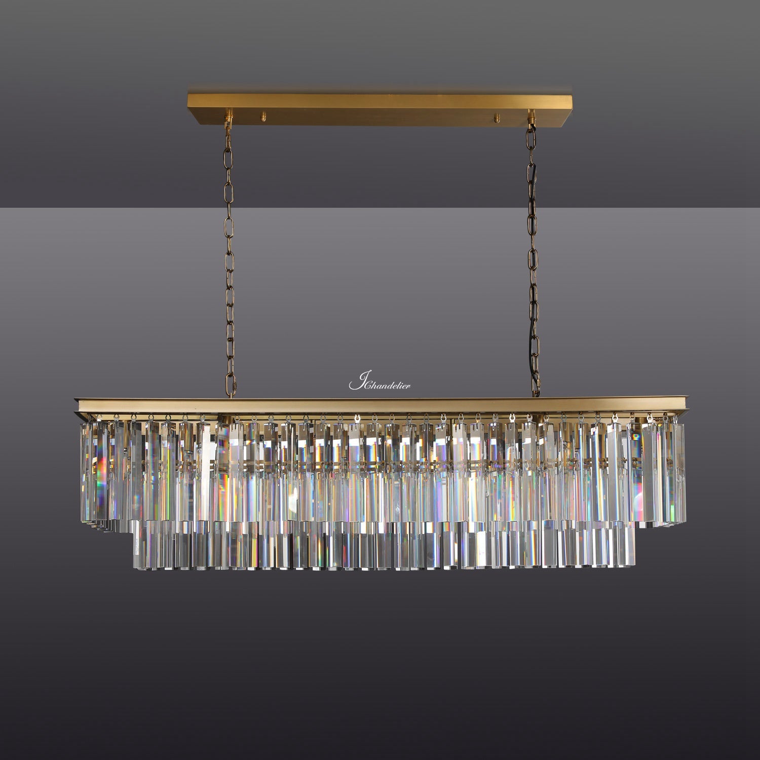 1920s Odaon Art Deco Rectangular Chandelier 40"