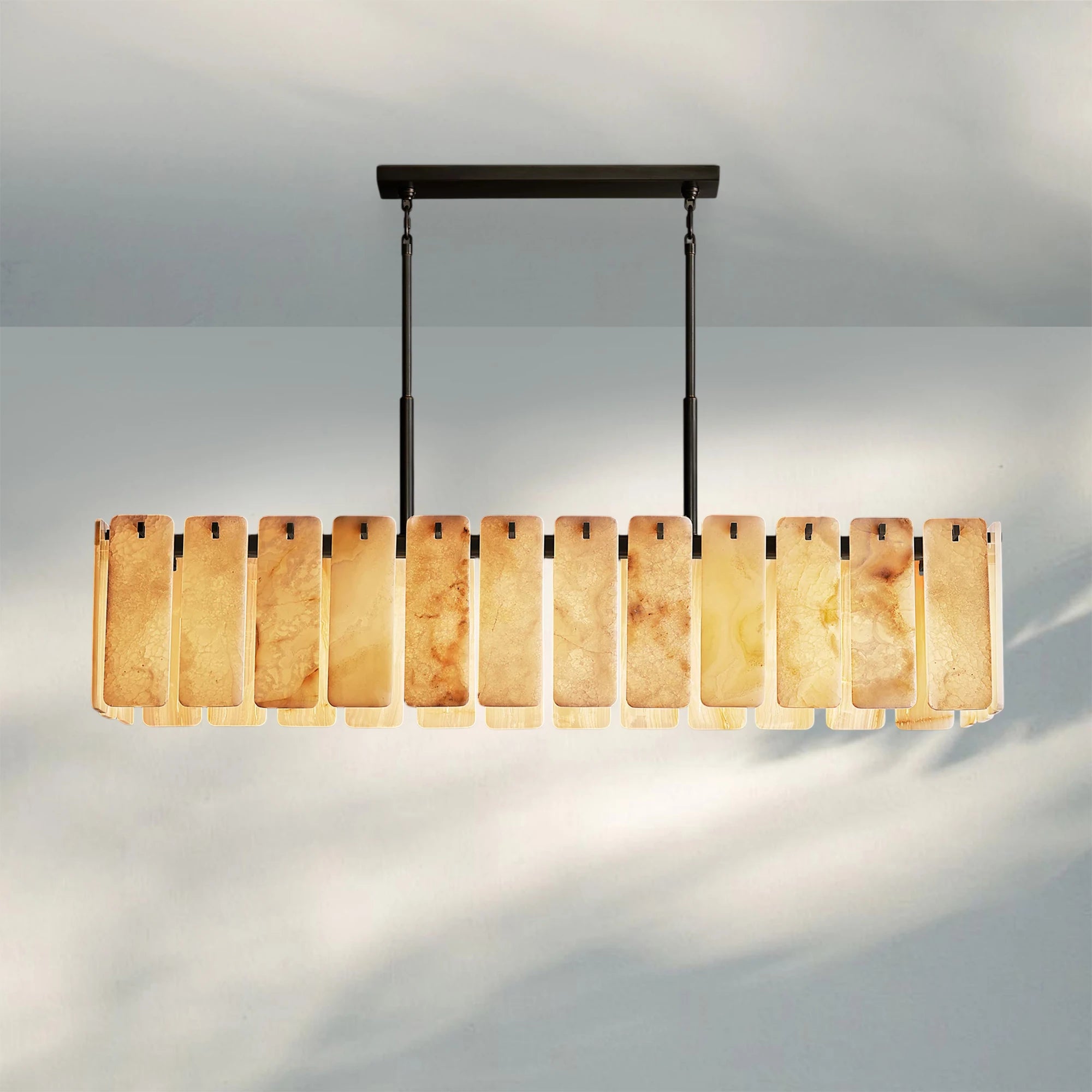 Calametta Onyx Rectangular Chandelier 60" 72''-74''-Bronze-Blushlighting