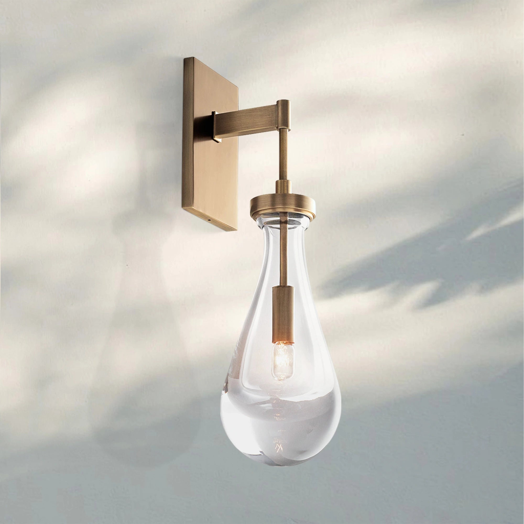 Raindrop Sconce Rod & Cord-wall sconce for bedroom,wall sconce for dining room,wall sconce for stairways,wall sconce for foyer,wall sconce for bathrooms,wall sconce for kitchen,wall sconce for living room-Vintage Brass-Rod-Blushlighting