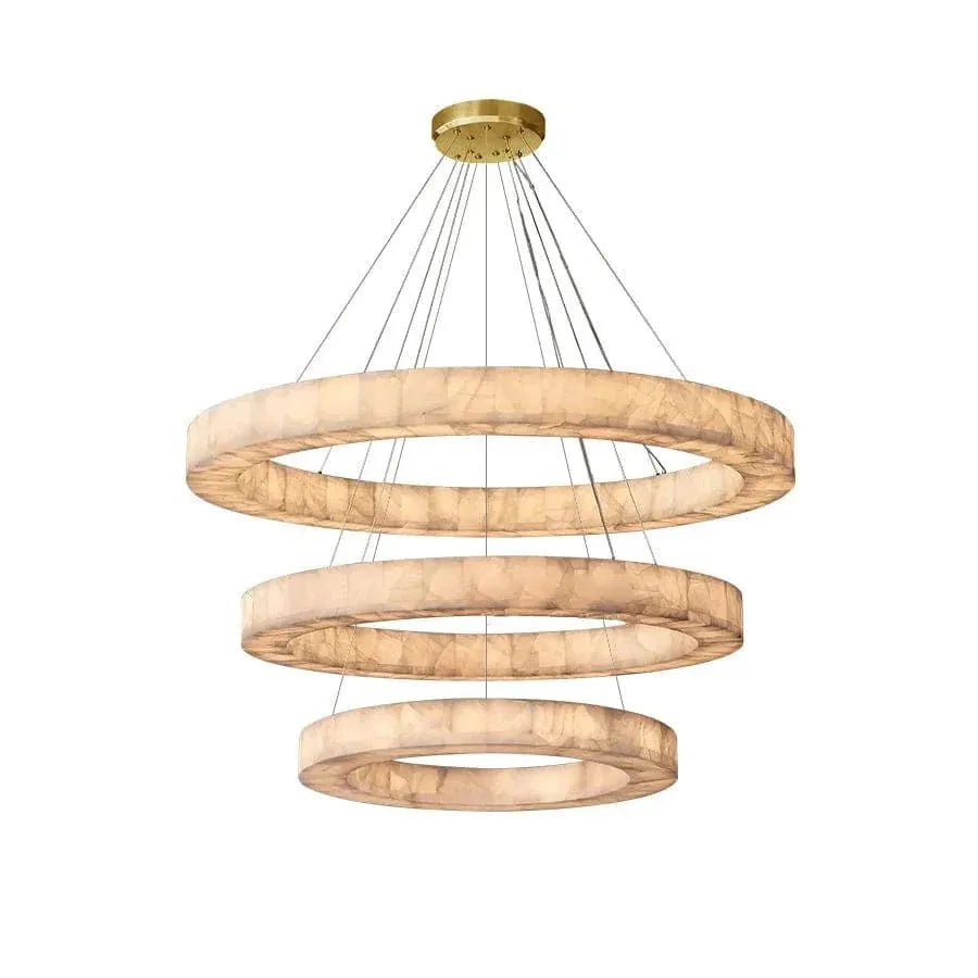 3 - Tier Round Marble Chandelier - D47.2"+D31.5" +D15.7"GoldWarm whiteBlushlighting