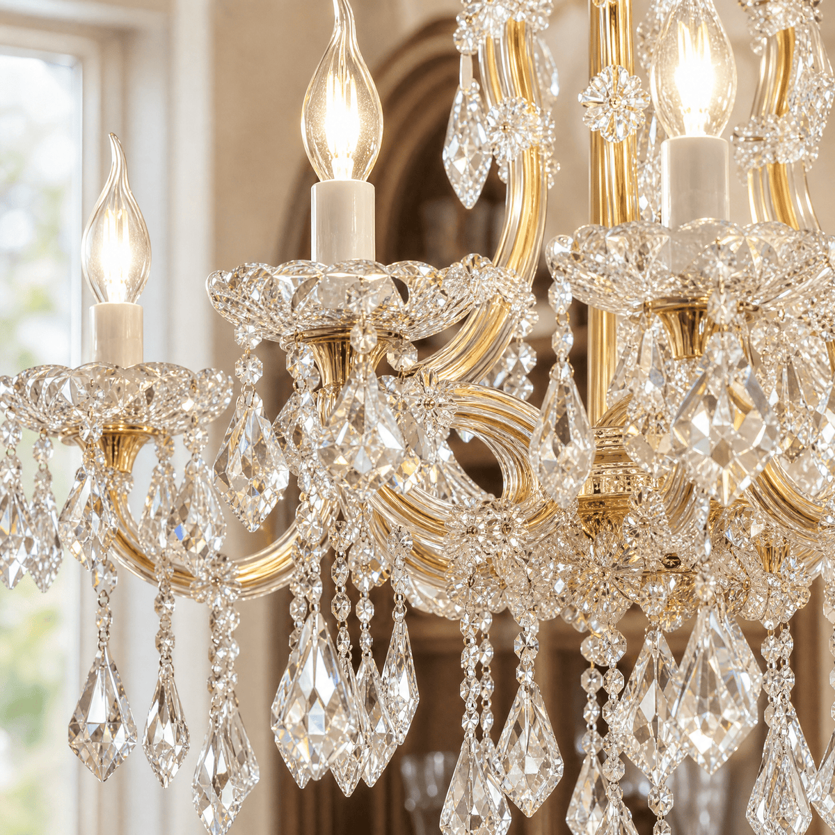 30" 10-Light Maria Theresa Crystal Chandelier - Gold - Blushlighting