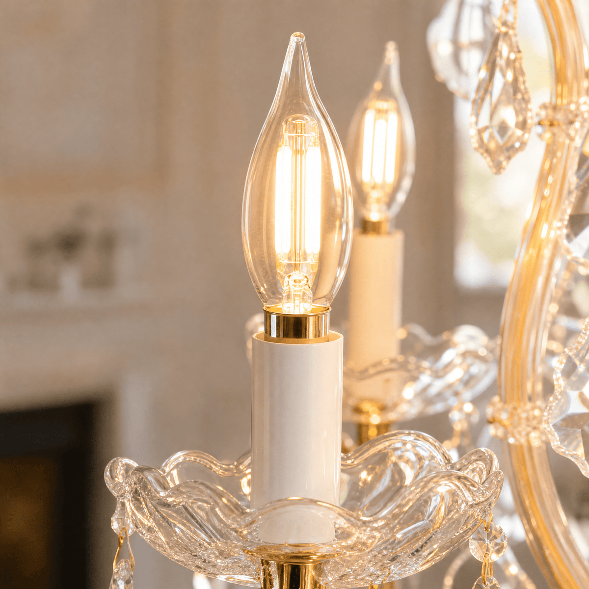30" 15-Light 2-Tier Maria Theresa Crystal Chandelier - Gold - Blushlighting
