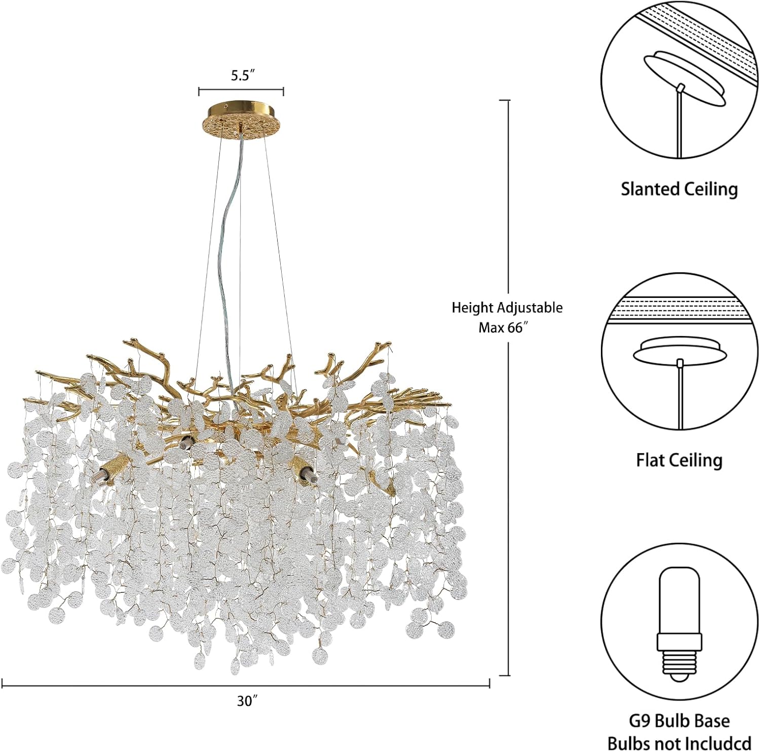 30 - Inch Modern Tree Branch Crystal Chandelier for Dining Rooms - Blushlighting