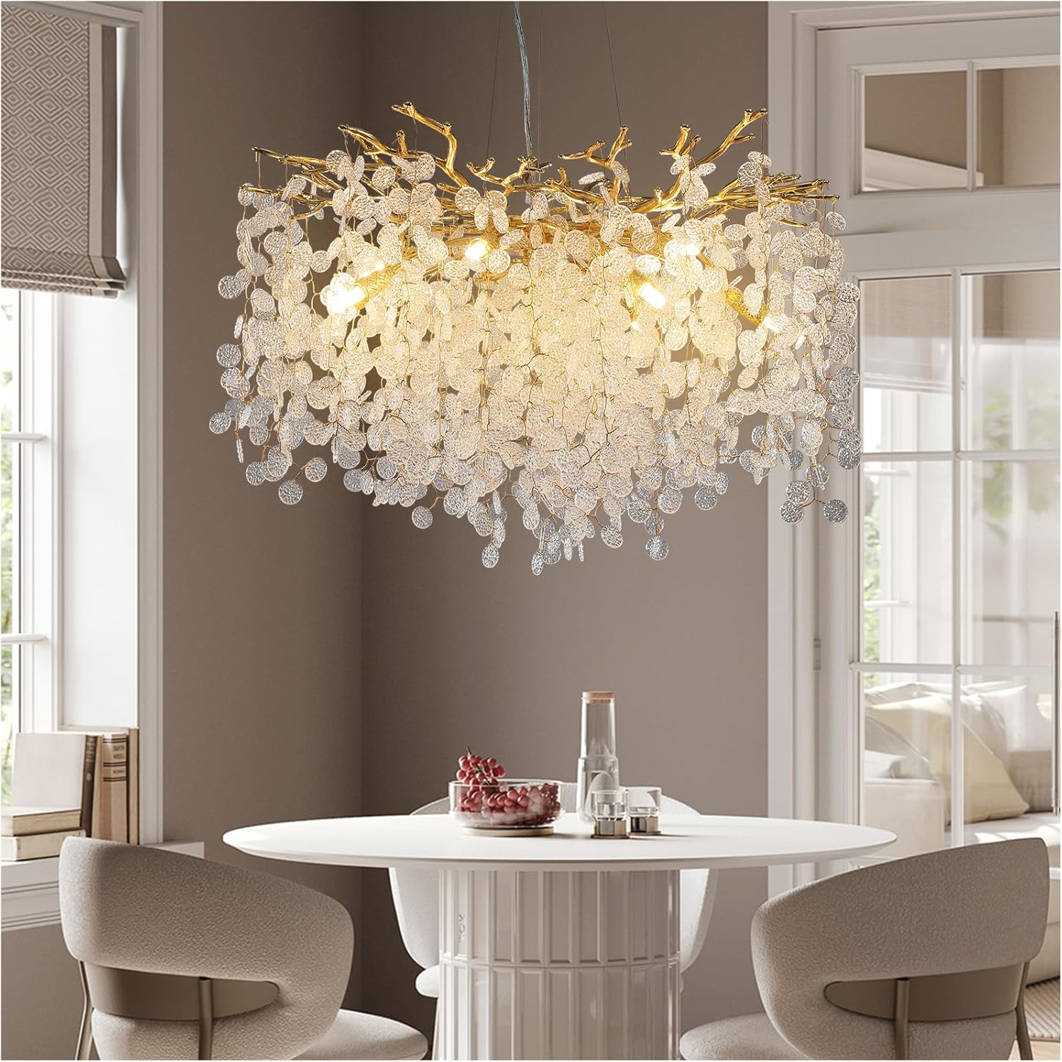 30 - Inch Modern Tree Branch Crystal Chandelier for Dining Rooms - Blushlighting