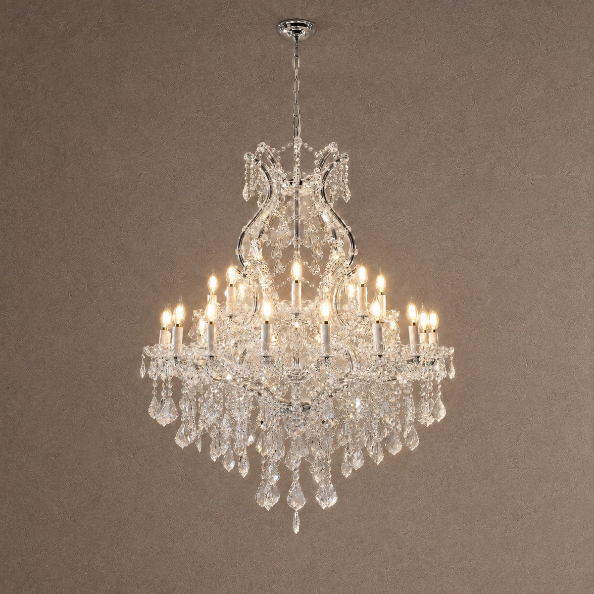 35.4" 24-Light Maria Theresa Crystal Chandelier - Silver - Blushlighting