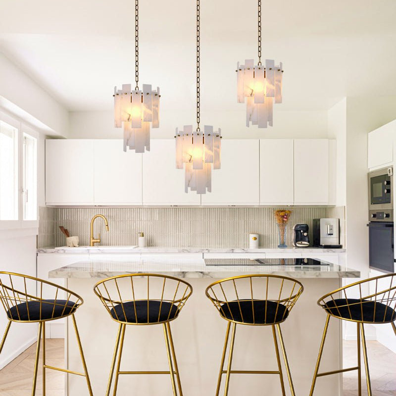 3/5/7-light Tired Alabaster marble Cluster Chandelier 13" with adjustable chain-Luxury Modern Chandelier-Blushlighting-Blushlighting