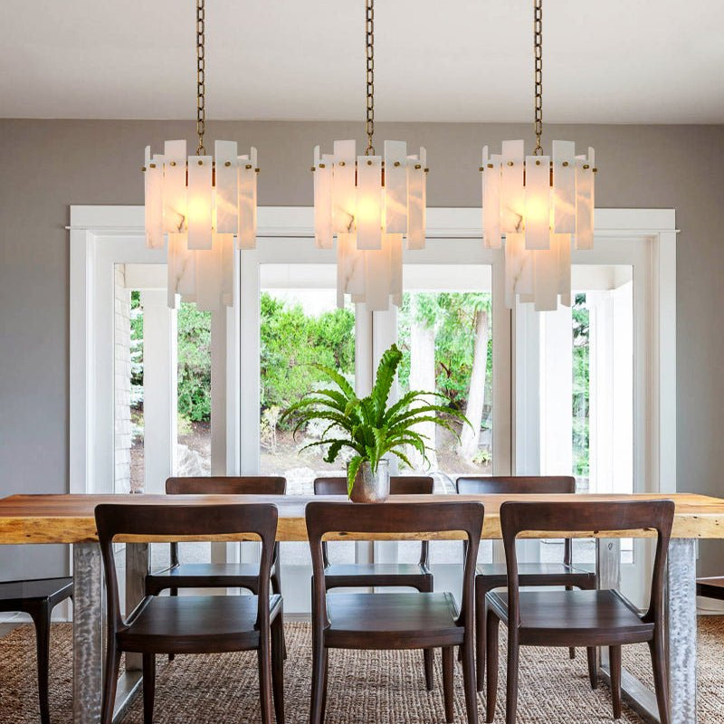 3/5/7-light Tired Alabaster marble Cluster Chandelier 13" with adjustable chain-Luxury Modern Chandelier-Blushlighting-Blushlighting
