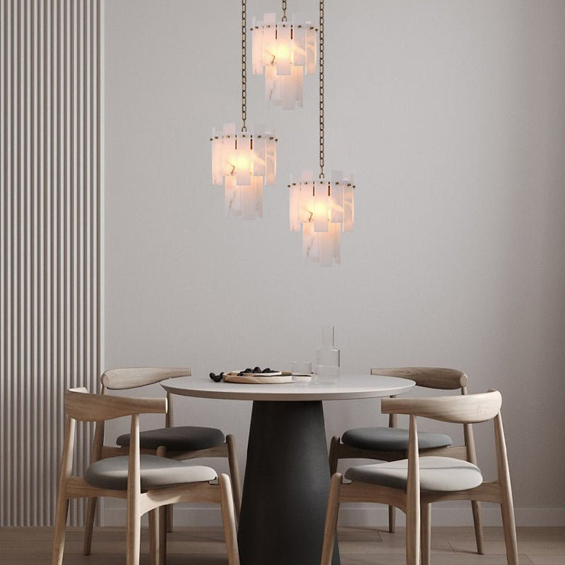 3/5/7-light Tired Alabaster marble Cluster Chandelier 13" with adjustable chain-Luxury Modern Chandelier-Blushlighting-Blushlighting