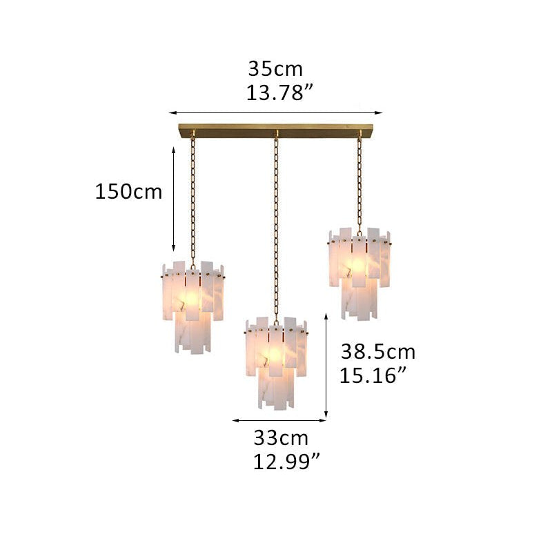 3/5/7-light Tired Alabaster marble Cluster Chandelier 13" with adjustable chain-Luxury Modern Chandelier-Blushlighting-3-light-D33*H38.5CM/D12.99“*H15.16"-B-Brass-Blushlighting