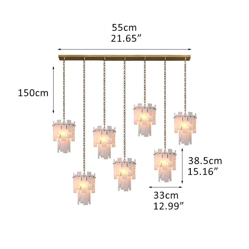 3/5/7-light Tired Alabaster marble Cluster Chandelier 13" with adjustable chain-Luxury Modern Chandelier-Blushlighting-7-light-D33*H38.5CM/D12.99“*H15.16"-B-Brass-Blushlighting