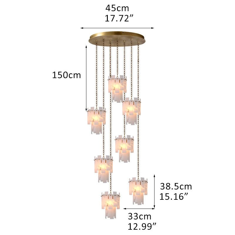 3/5/7-light Tired Alabaster marble Cluster Chandelier 13" with adjustable chain-Luxury Modern Chandelier-Blushlighting-7-light-D33*H38.5CM/D12.99“*H15.16"-A-Brass-Blushlighting