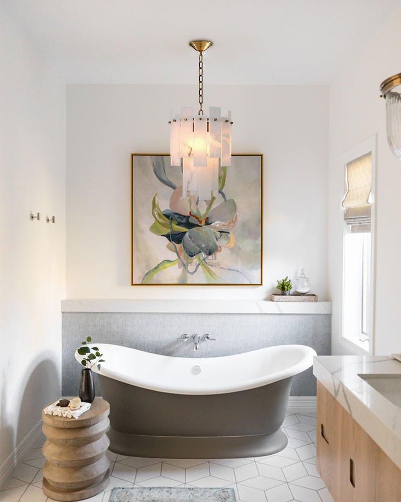 3/5/7-light Tired Alabaster marble Cluster Chandelier 13" with adjustable chain-Luxury Modern Chandelier-Blushlighting-Blushlighting