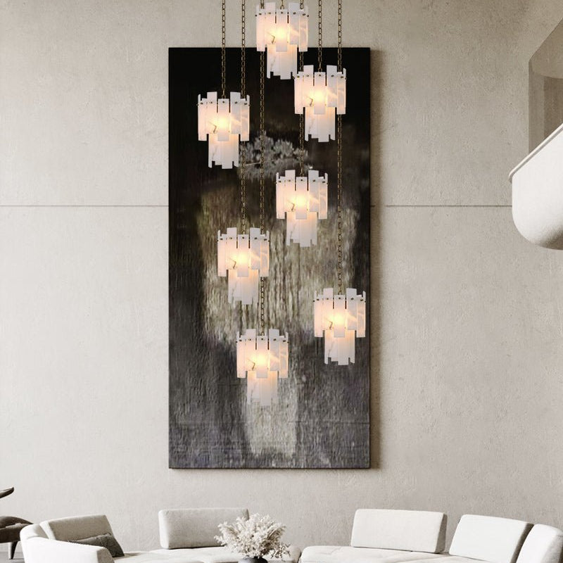 3/5/7-light Tired Alabaster marble Cluster Chandelier 13" with adjustable chain-Luxury Modern Chandelier-Blushlighting-Blushlighting
