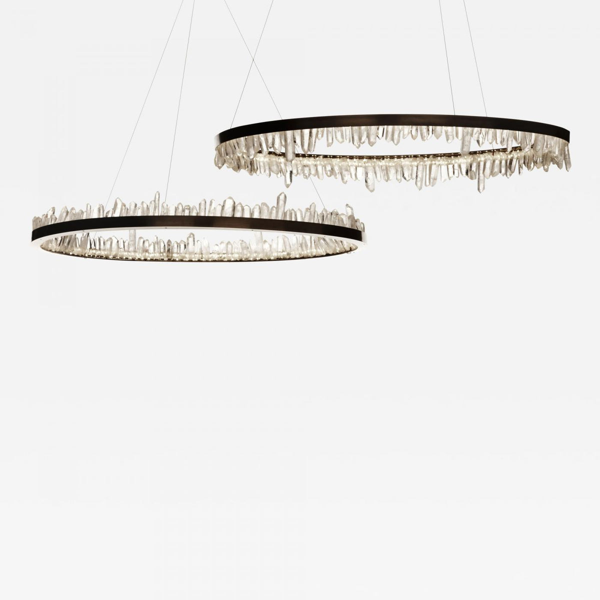 36 Inch Round Modern Chandelier Brass & Clear Geode Quartz Crystal Hanging Light - Single Ring D47''BrassBlushlighting