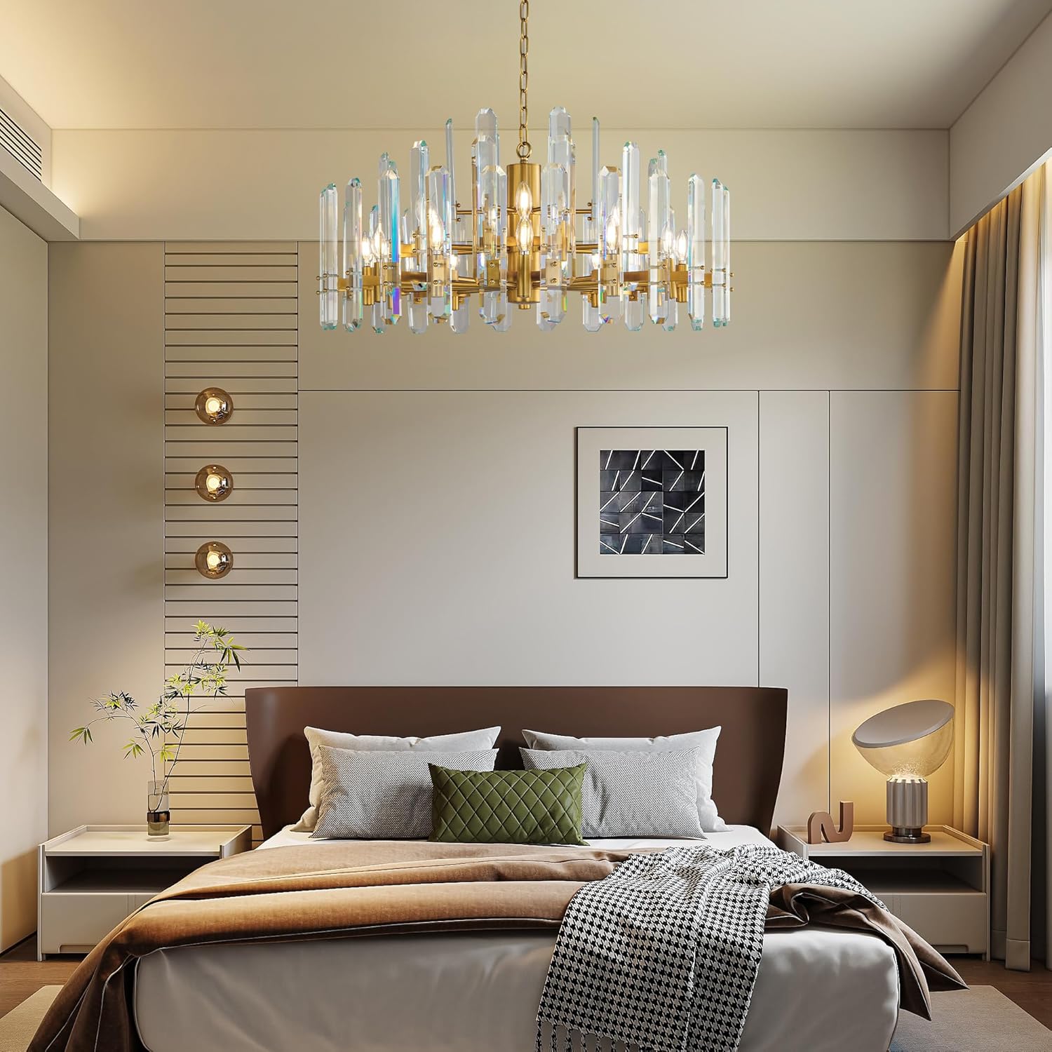 36" Luxury Gold Crystal 16 - Light Round Adjustable Chandelier - GoldRound - D24"Blushlighting