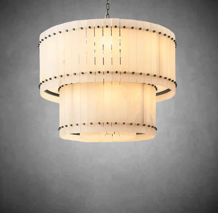 Sun Marcus Alabaster Round Tiered Chandelier