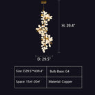 Large Branch Copper Chandelier with Grape Shape Bulbs Unique and Creative Light Fixture for Staircase/ Duplex/ High Ceiling Living Room/ Restaurant-Chandeliers-Blushlighting