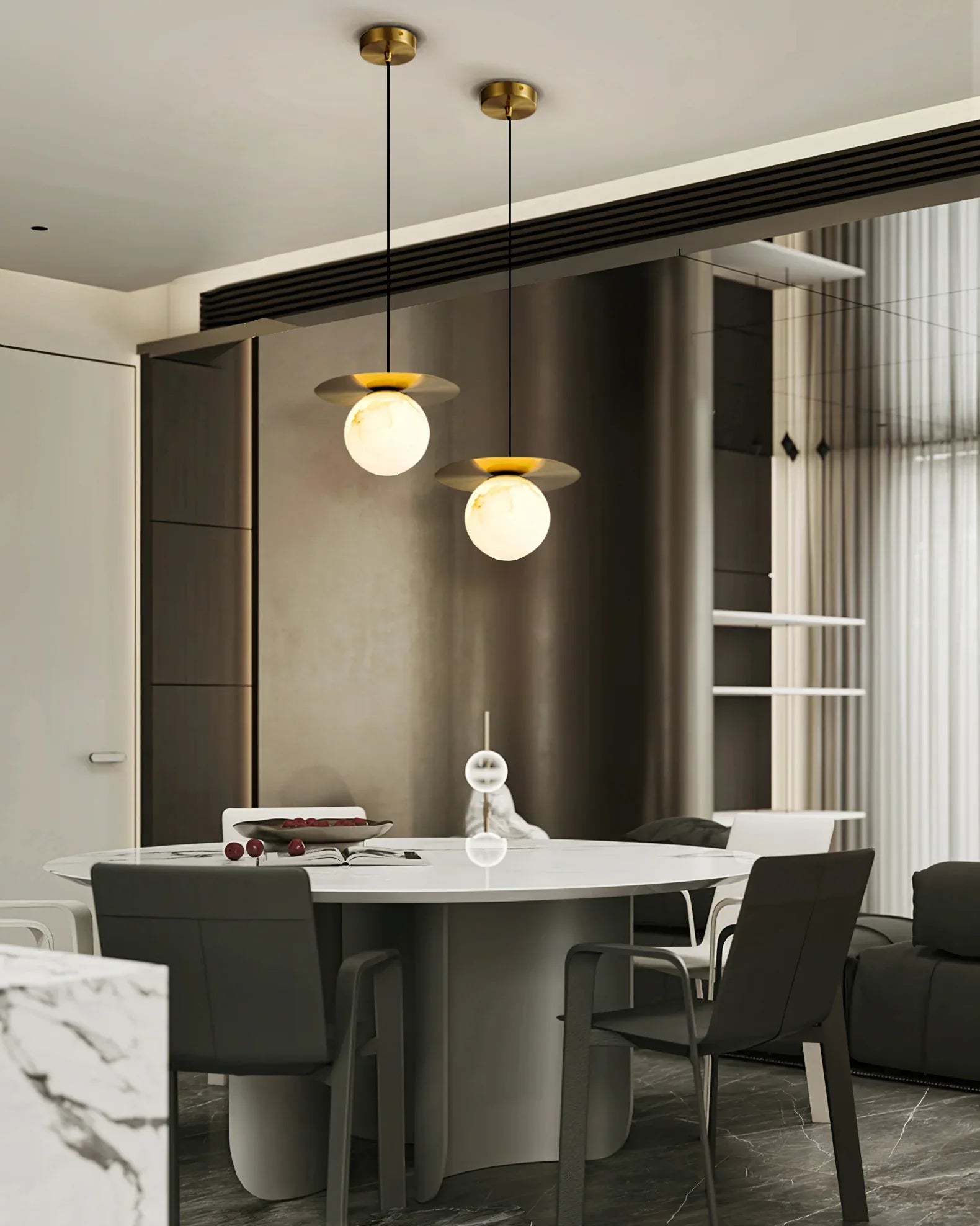 Spanish Alabaster Bedside Pendant Light