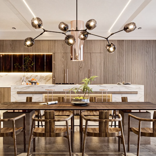 Modern Sputnik Smoky Gray/Amber Glass Branch Chandelier for Kitchen Island/Dining Room-Chandeliers-Blushlighting