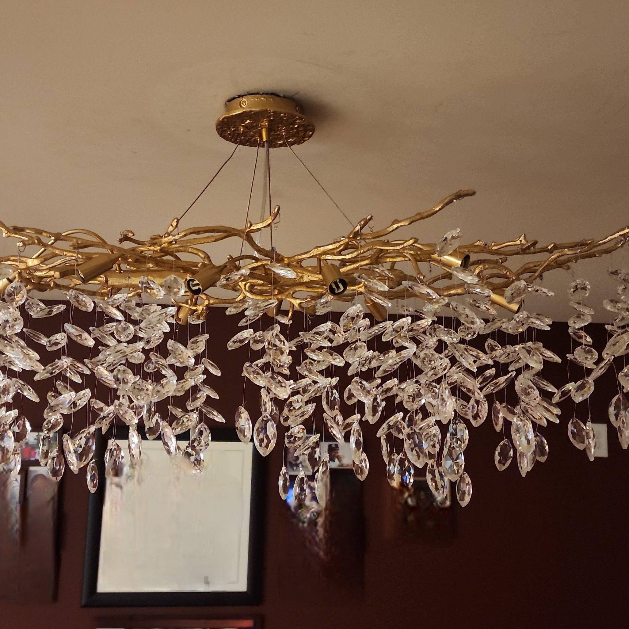 French Branch Crystal Chandelier with Elegant Crystal Leaves-Chandeliers-Blushlighting