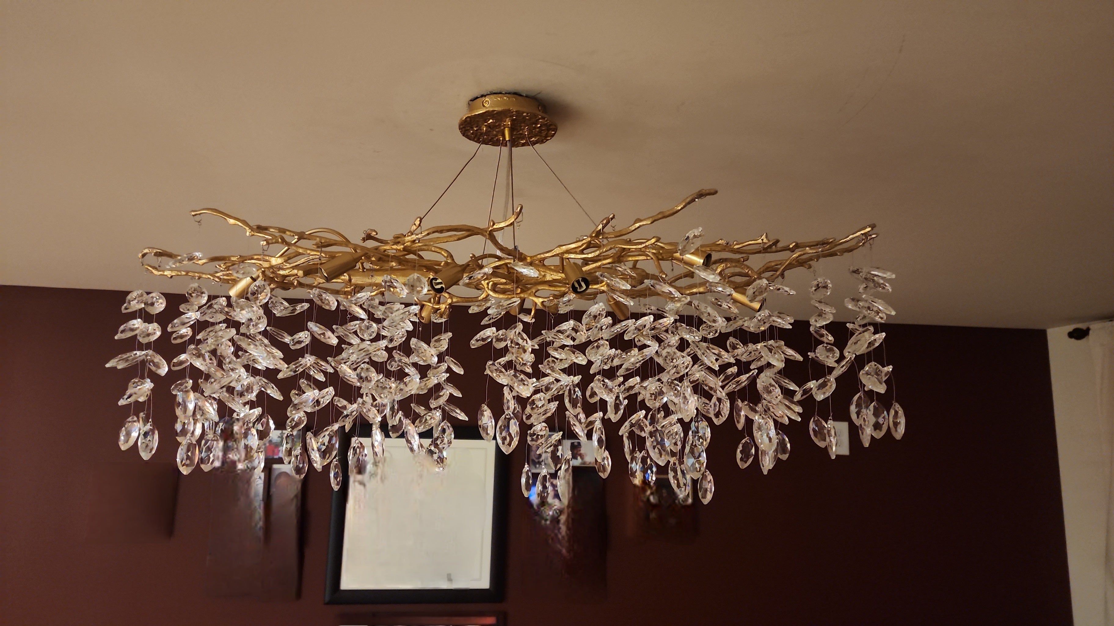 French Branch Crystal Chandelier with Elegant Crystal Leaves-Chandeliers-Blushlighting