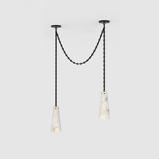 Modern Alabaster Chandelier 2 Light, Modern Alabaster Double Pendant chandelier Kevin Studio Inc Black