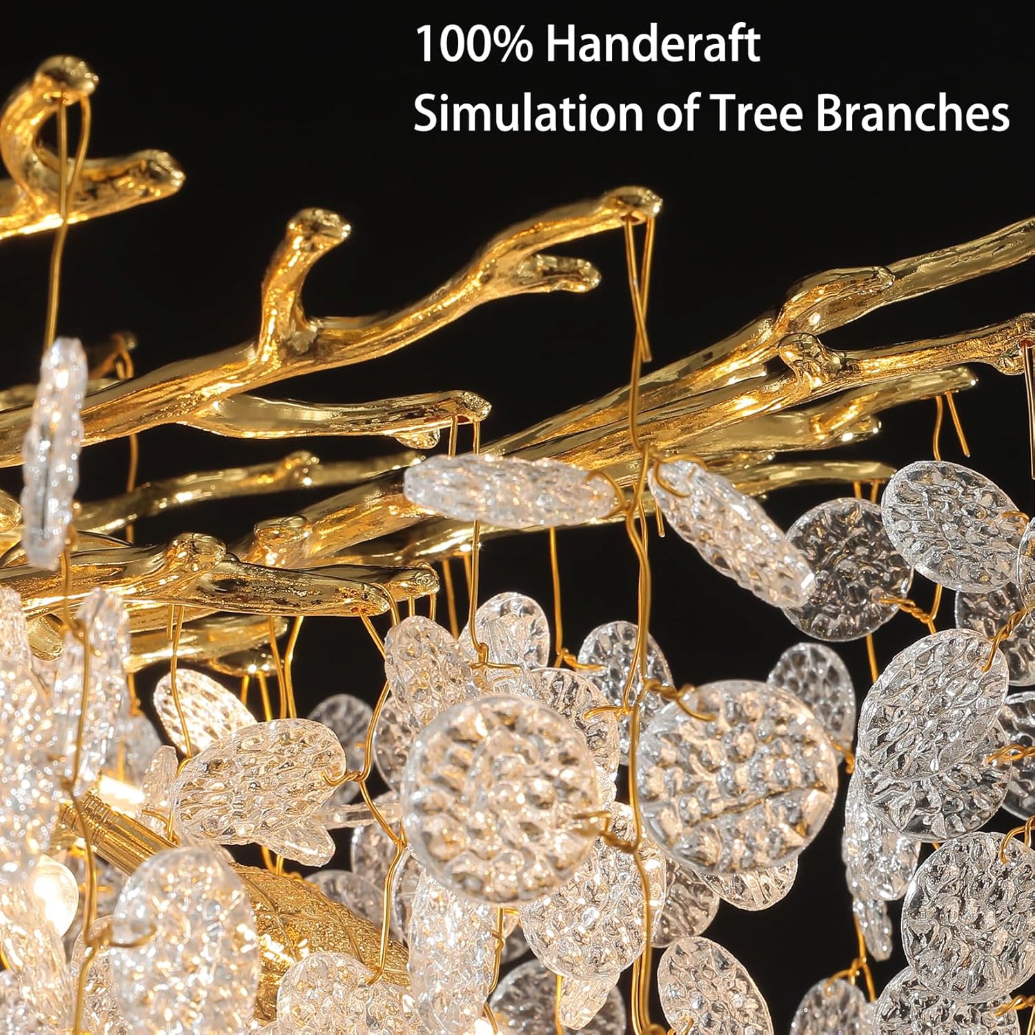 47" Gold Tree Branch Modern Crystal Chandelier - Blushlighting