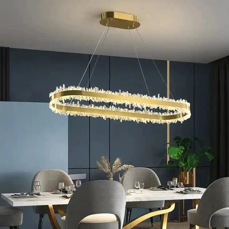 47 Inch Linear Chandelier Modern Quartz Crystal Chandelier for Dining Room - 47'' LBlushlighting