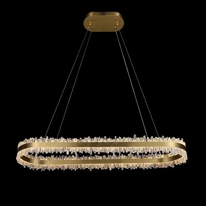 47 Inch Linear Chandelier Modern Quartz Crystal Chandelier for Dining Room - Blushlighting