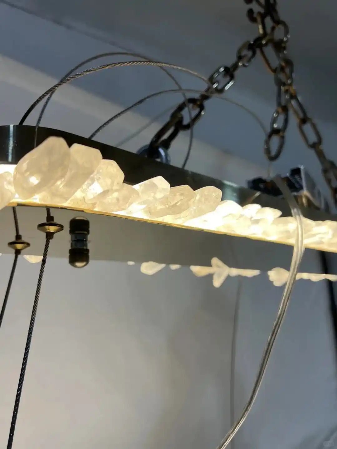 47'' Oval Modern Clear Geode Quartz Crystal Chandelier for Dining Room - Blushlighting