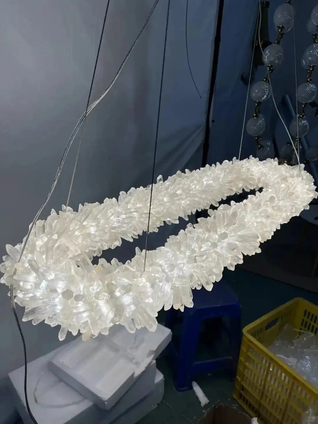 47'' Oval Modern Clear Geode Quartz Crystal Chandelier for Dining Room - Blushlighting