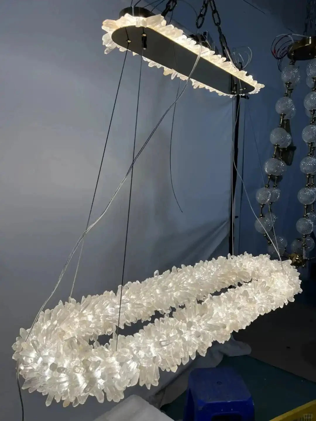 47'' Oval Modern Clear Geode Quartz Crystal Chandelier for Dining Room - Blushlighting