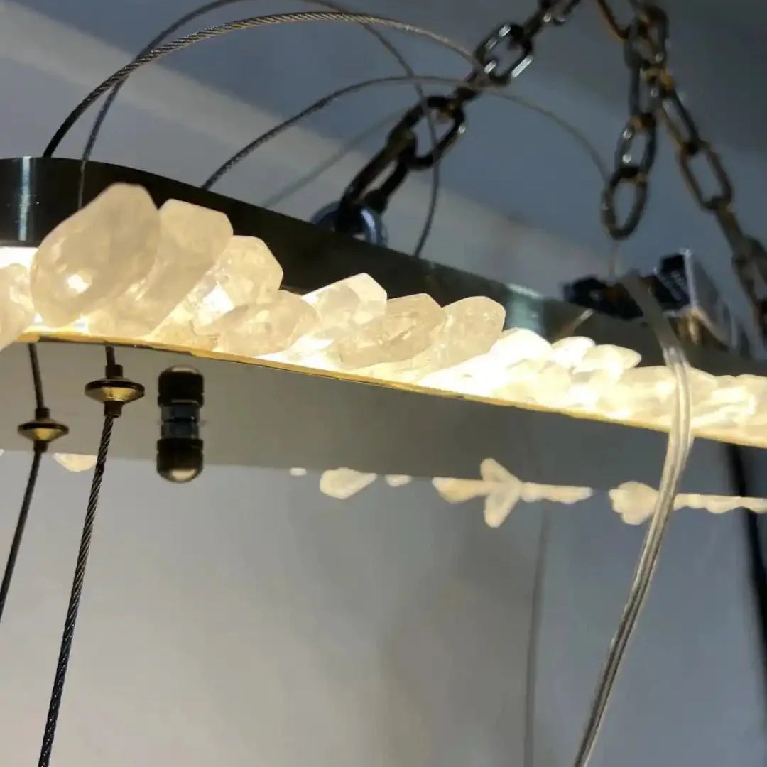 47'' Oval Modern Clear Geode Quartz Crystal Chandelier for Dining Room - Blushlighting