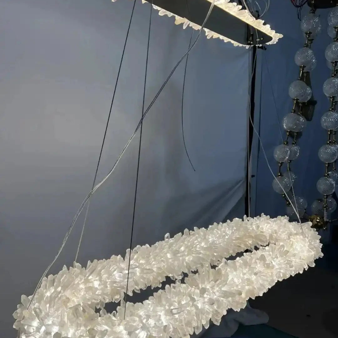 47'' Oval Modern Clear Geode Quartz Crystal Chandelier for Dining Room - Blushlighting