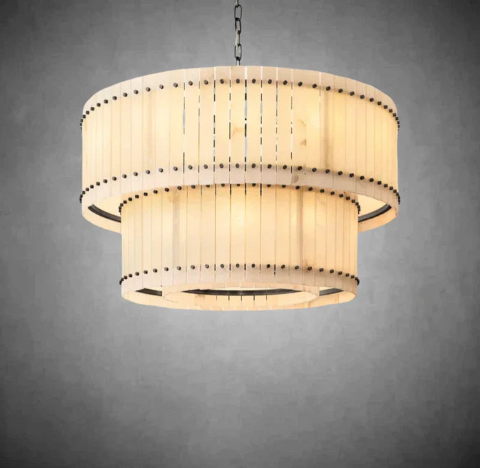 Sun Marcus Alabaster Round Tiered Chandelier