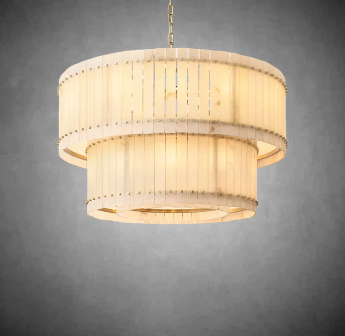 Sun Marcus Alabaster Round Tiered Chandelier