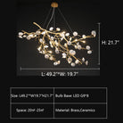 L49.2"*W19.7"*H21.7" chandelier,chandeliers,branch,flower,white,oversize,large,big,huge,extra large,long table,big table,kitchen island,dining table,brass,ceramics