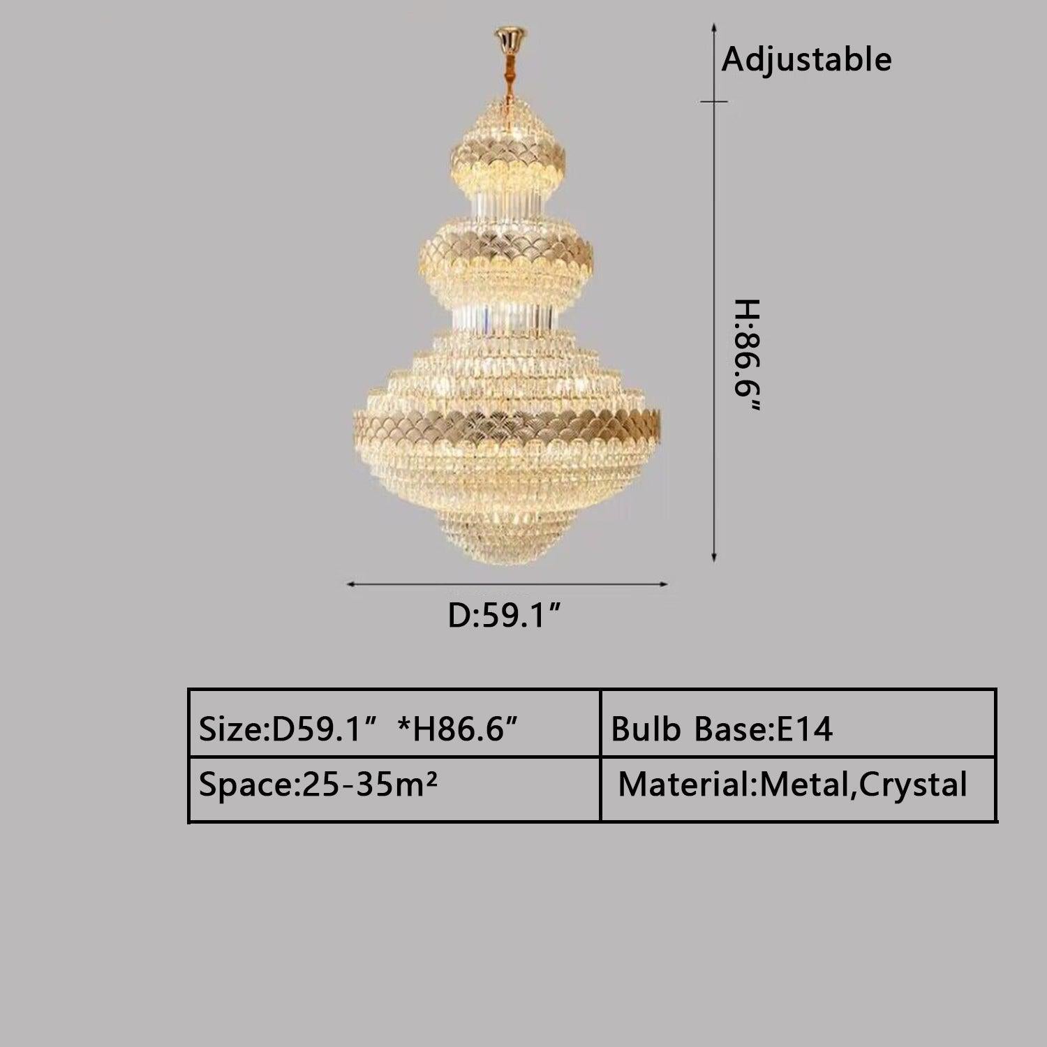 Extra Large Multi-layers GBUd Luxury Crystal Chandelier Modern Empire Decrative Crystal Light For Living Room/Foyer/Staircase